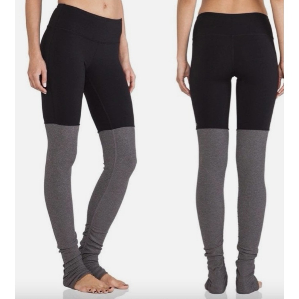Alo Yoga Goddess Leggings Black Charcoal Heather Ribbed Yoga Pants XS